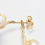 Load image into Gallery viewer, Crocheted Gold Pearl Hoop Earrings
