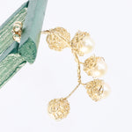 Load image into Gallery viewer, Crocheted Gold Pearl Hoop Earrings
