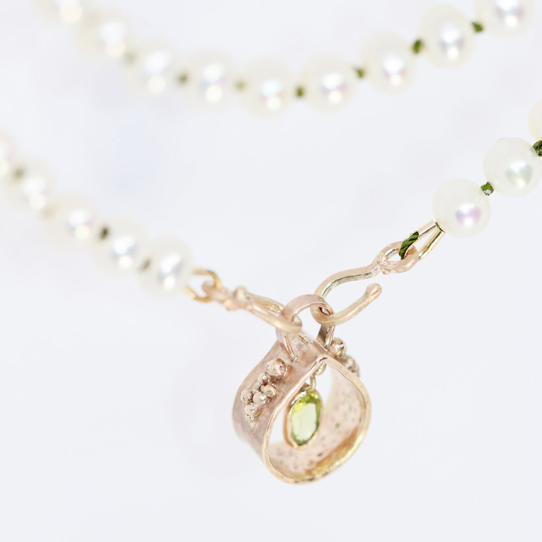 String of Pearls Peridot Rose Gold Necklace