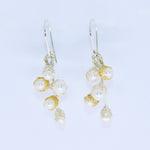 Load image into Gallery viewer, Crocheted Silver &amp; Gold Cluster Earrings
