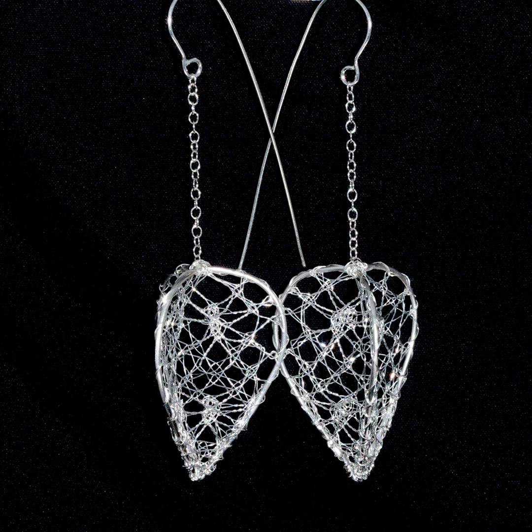 Torchon Silver Lace Large Lantern Drop Earrings