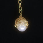 Load image into Gallery viewer, Crocheted Gold Drop Pearl Studs
