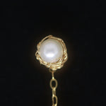 Load image into Gallery viewer, Crocheted Gold Drop Pearl Studs
