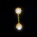 Load image into Gallery viewer, Crocheted Gold Drop Pearl Studs
