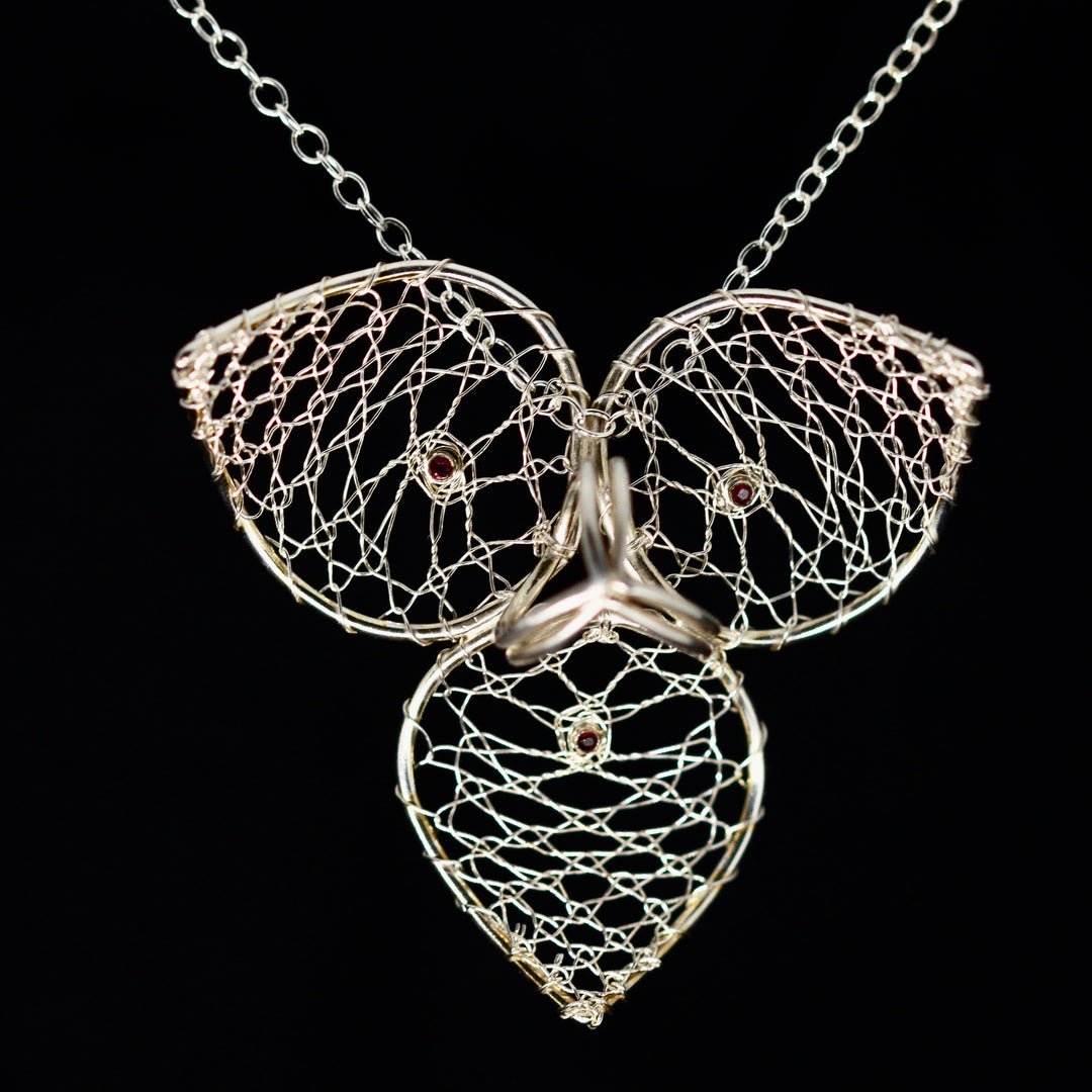 Torchon Silver & Ruby Lace Orchid Pendant