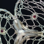 Load image into Gallery viewer, Torchon Silver &amp; Ruby Lace Orchid Pendant
