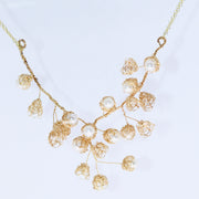 Crocheted Gold Pearl Vine Chain Necklace