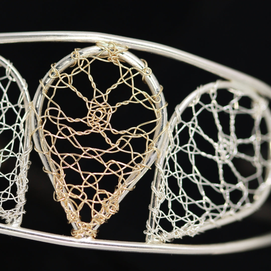 Torchon Silver & Gold Lace Torc Bracelet