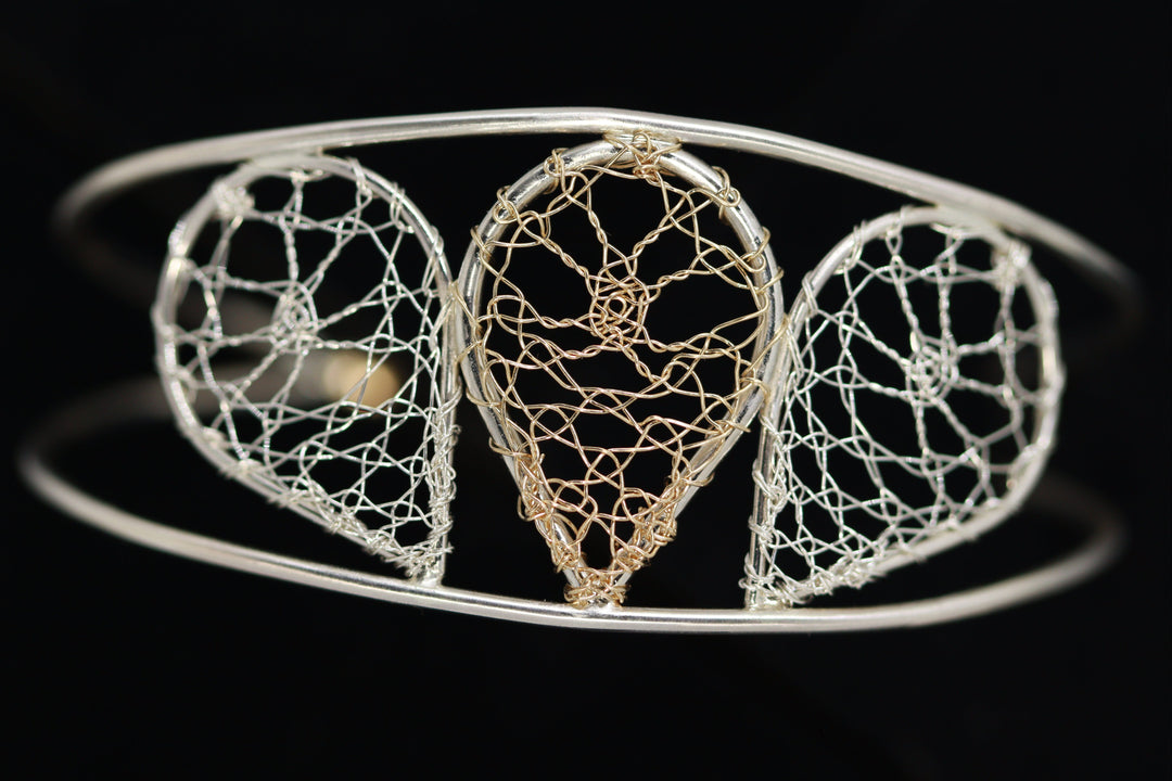 Torchon Silver & Gold Lace Torc Bracelet