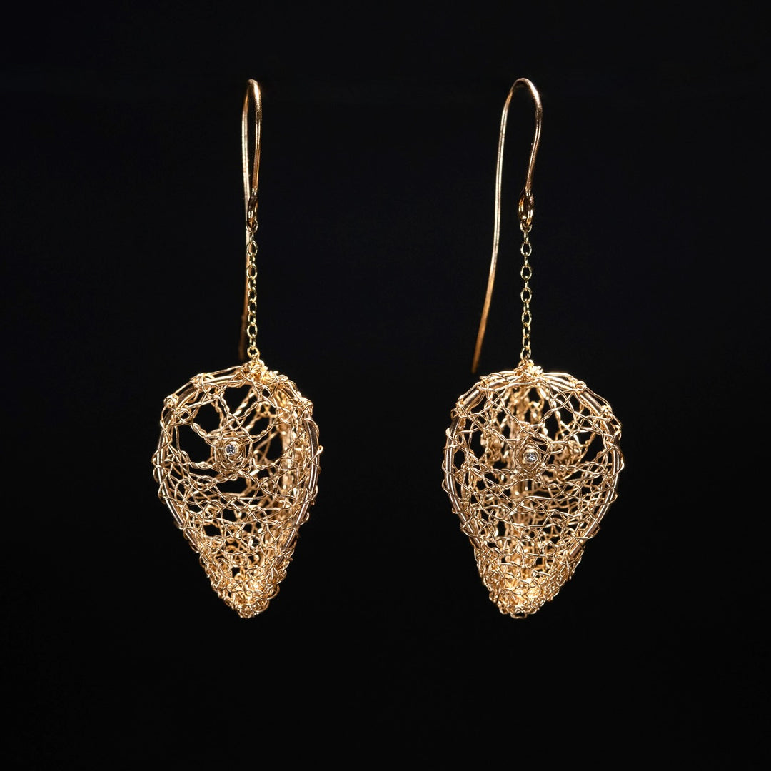 9ct Gold Lace Lantern Diamond Earrings